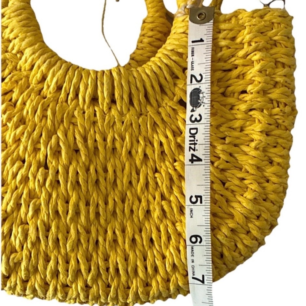 Most Wanted USA Top Handle Straw Crossbody Small Bag in Yellow - Picture 7 of 9